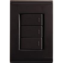 Conjunto 4x2 Tramontina Liz Grafite 3 Interruptores Simples 10A~250V Conjunto 4x2 Tramontina Liz Grafite 3 Interruptores Simples 10A~250V