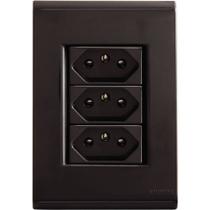 Conjunto 4x2 Tramontina Liz Grafite 3 Tomadas 2P+T 10A~250V