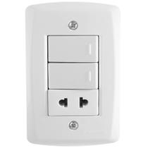 Conjunto 4x2 Tramontina Lux2 Com 2 Interruptores Simples 10a 250v E 1 Tomada 2p Universal 10a/15a Conjunto 4x2 Tramontina Lux2 Com 2 Interruptores Simples 10a 250v E 1 Tomada 2p Universal 10a/15a