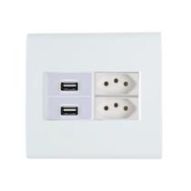 Conjunto 4x4 2 Saída Usb 2 Tomada 10A Branco Liz Tramontina