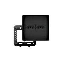 Conjunto 4x4 2 Tomadas 20A Fame Habitat Black Preto Fosco