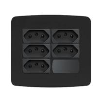 Conjunto 4x4 5 Tomadas 20A Preto Miluz Schneider S3B70351