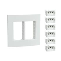 Conjunto 4x4 6 Módulos 20A Lunare Up Branco Fosco Schneider