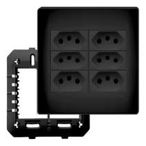 Conjunto 4x4 Com 6 Tomadas 10a Fame Habitat Black Fosco Conjunto 4x4 Com 6 Tomadas 10a Fame Habitat Black Fosco