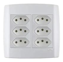 Conjunto 4x4 Ilumi Slim Com Placa 6 Tomadas 10a Conjunto 4x4 Ilumi Slim Com Placa 6 Tomadas 10a
