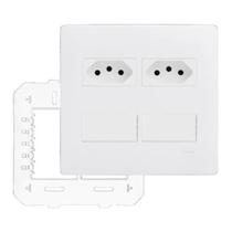 Conjunto 4x4 Tomada Dupla 20a + 2 Interruptor Simples Branco