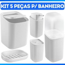 Conjunto 5 Acessórios De Banheiro Kit Completo Porta Escova De Dente Algodão Sabonete Saboneteira Lixeira Conjunto 5 Acessórios De Banheiro Kit Completo Porta Escova De Dente Algodão Sabonete Saboneteira Lixeira