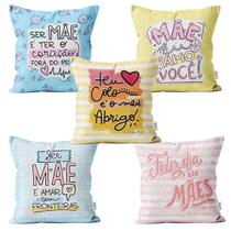 Conjunto 5 Almofadas Mini 20x20cm Melhor Mãe Do Mundo