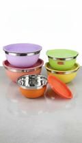 Conjunto 5 Bowls Inox Coloridos Com Tampa Conjunto 5 Bowls Inox Coloridos Com Tampa