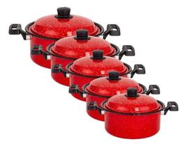 Conjunto 5 Caçarolas Esmaltadas Vermelho Esmaltados Silva Conjunto 5 Caçarolas Esmaltadas Vermelho Esmaltados Silva