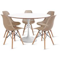 Conjunto 5 Cadeiras Colmeia Fendi e Saarinen Branca 120cm