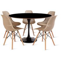 Conjunto 5 Cadeiras Colmeia Fendi e Saarinen Preta 120cm
