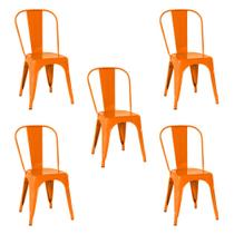 Conjunto 5 Cadeiras Tolix Iron - Design - Laranja