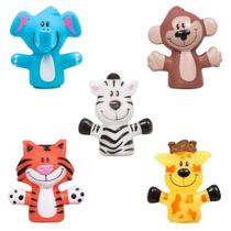 Conjunto 5 Dedoches de Animais Safari Divertidos Brinquedo Infantil Buba Coloridos