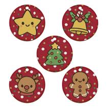 Conjunto 5 Enfeites de Natal em MDF Ornamentações para Árvore e Decoração