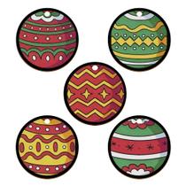 Conjunto 5 Enfeites de Natal em MDF Ornamentações para Árvore e Decoração