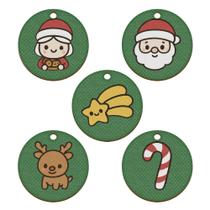 Conjunto 5 Enfeites de Natal em MDF Ornamentações para Árvore e Decoração Conjunto 5 Enfeites de Natal em MDF Ornamentações para Árvore e Decoração