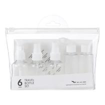 Conjunto 5 frascos plásticos para viagem com funil cor branco