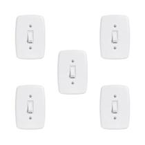 Conjunto 5 Interruptores de 1 Tecla Simples com Placa 4x2 Conjunto 5 Interruptores de 1 Tecla Simples com Placa 4x2