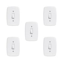 Conjunto 5 Interruptores de 1 Tecla Simples com Placa 4x2 Conjunto 5 Interruptores de 1 Tecla Simples com Placa 4x2