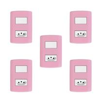 Conjunto 5 Interruptores Simples e Tomada 20A Pluzie Bivolt Rosa