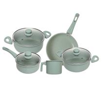 Conjunto 5 Panelas de Indução Granito Chef Verde Alumínio com revestimento Cerâmico Lyor Conjunto 5 Panelas de Indução Granito Chef Verde Alumínio com revestimento Cerâmico Lyor