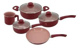 Conjunto 5 Panelas Fascino Vermelho em Alumínio com Revestimento Cerâmico Em Casa Tem Conjunto 5 Panelas Fascino Vermelho em Alumínio com Revestimento Cerâmico Em Casa Tem