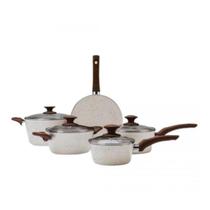 Conjunto 5 Panelas Marmol Indução Revestimento Cerâmica Mimo Conjunto 5 Panelas Marmol Indução Revestimento Cerâmica Mimo