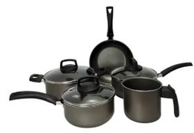 Conjunto 5 Panelas Safira Antiaderente Tampa Vidro Cor Vermelho