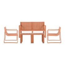 Conjunto 5 Peças Área Externa Bahamas 2 Poltronas 2 Mesas de Centro 1 Sofá 120cm em Fibra Natural Pêssego G56 - Gran Belo