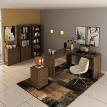 Conjunto 5 Peças com Mesa em L, Armário Alto, Gaveteiro, Estante e Baixo Espresso Móveis Conjunto 5 Peças com Mesa em L, Armário Alto, Gaveteiro, Estante e Baixo Espresso Móveis
