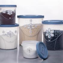 Conjunto 5 Peças De Pote Porta Mantimentos Azul Flora Conjunto 5 Peças De Pote Porta Mantimentos Azul Flora