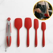 Conjunto 5 Peças Espátulas Pegador Silicone Jogo