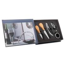 Conjunto 5 Peças Inox p/ Vinhos e Queijos com Caixa - Wolff