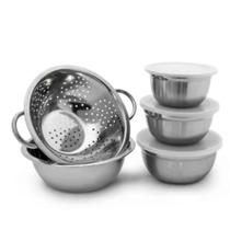 Conjunto 5 Peças Inox Tigelas E Escorredor Com Tampa Dolce Home