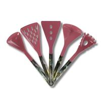 Conjunto 5 Peças Para Cozinha Duo Rosa Pink Em Nylon Moara