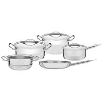 Conjunto 5 peças tramontina professional 4 panelas 1 frigideira com vaporizador em aço inox 65620/010 Conjunto 5 peças tramontina professional 4 panelas 1 frigideira com vaporizador em aço inox 65620/010