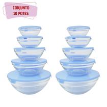 Conjunto 5 peças vidro c/ tampa colorido cozinha - envio 24h