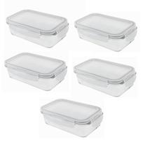 Conjunto 5 Pote Vidro Hermético Marmita Tampa Plástico 450ml