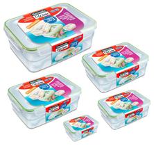 Conjunto 5 Potes 100%hermético Mantimentos Retangular - LigBrin