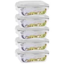 Conjunto 5 Potes 640Ml Vidro Hermético 4 Travas Marmita Conjunto 5 Potes 640Ml Vidro Hermético 4 Travas Marmita