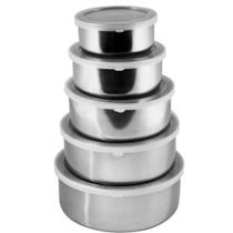 Conjunto 5 Potes de Inox com Tampa Plástica 10/12/14/16/18cm Ixb0108 Wincy