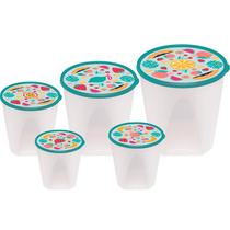 Conjunto 5 Potes De Mantimentos Decorado Com Tampa Multiuso - Jaguar Plasticos Conjunto 5 Potes De Mantimentos Decorado Com Tampa Multiuso - Jaguar Plasticos