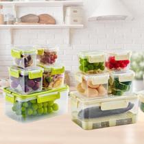 Conjunto 5 Potes de Plástico com Tampa e Cesto Guardar Alimentos Mantimentos Forma Segura Higiênica Casa Cozinha Sortida