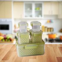 Conjunto 5 Potes de Plástico com Tampa e Cesto Sortida