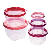 Conjunto 5 Potes de Plástico Redondos Conect Plasútil