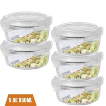 Conjunto 5 Potes De Vidro 950ml Hermético 4 Travas Marmita Conjunto 5 Potes De Vidro 950ml Hermético 4 Travas Marmita
