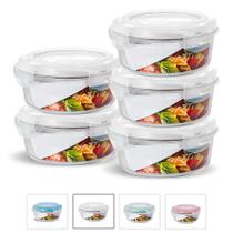 Conjunto 5 Potes de Vidro Hermético Tampa Silicone Marmita Mantimentos 950ml Conjunto 5 Potes de Vidro Hermético Tampa Silicone Marmita Mantimentos 950ml