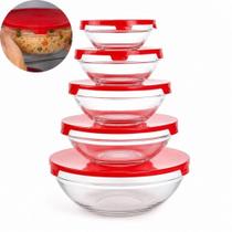 Conjunto 5 potes de vidro herméticos reforçados multiuso para marmita freezer microondas organização de geladeira e mant Conjunto 5 potes de vidro herméticos reforçados multiuso para marmita freezer microondas organização de geladeira e mant