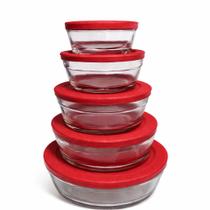 Conjunto 5 Potes de Vidro Redondo Cairo com Tampa